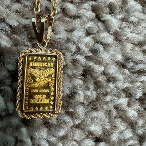 American gold bullion rectangle pendant